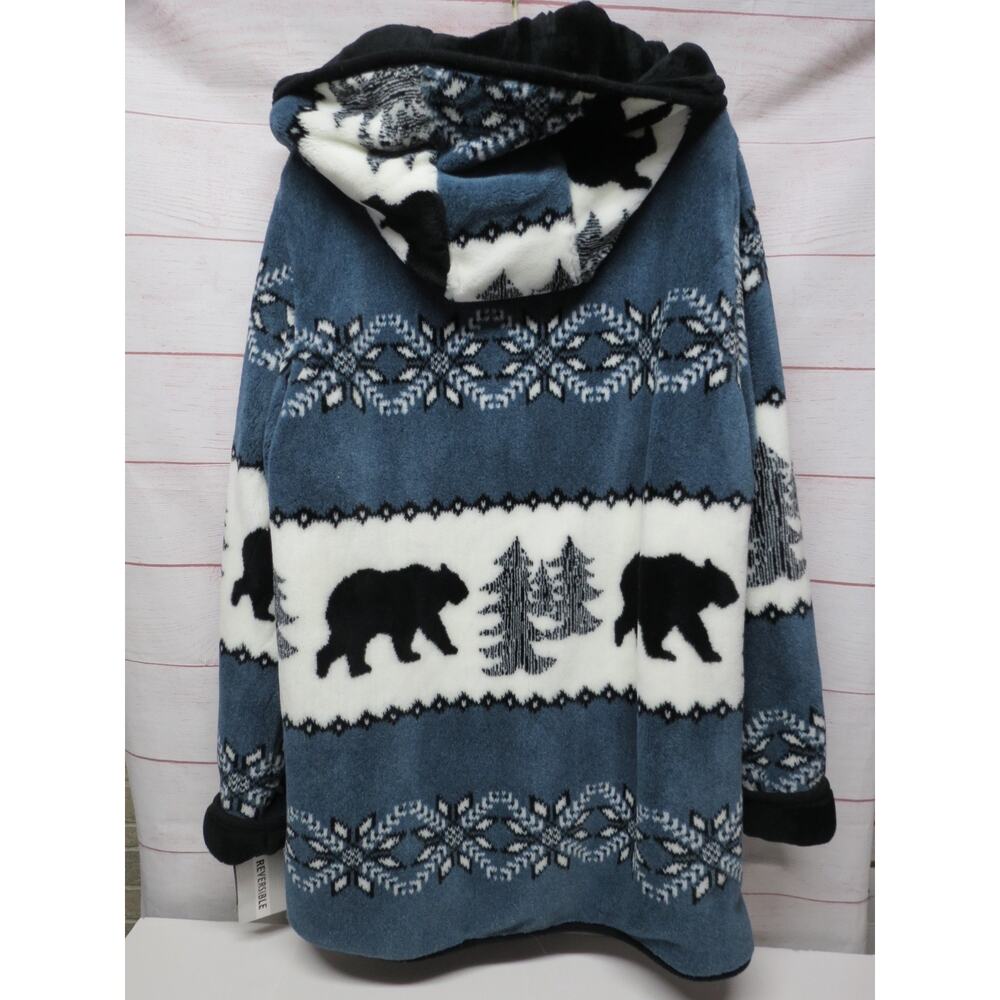 Nordic Lights Sz Large Blue Bear Fleece Reversible Jacket Coat Hooded w/Tags - Picture 7 of 8